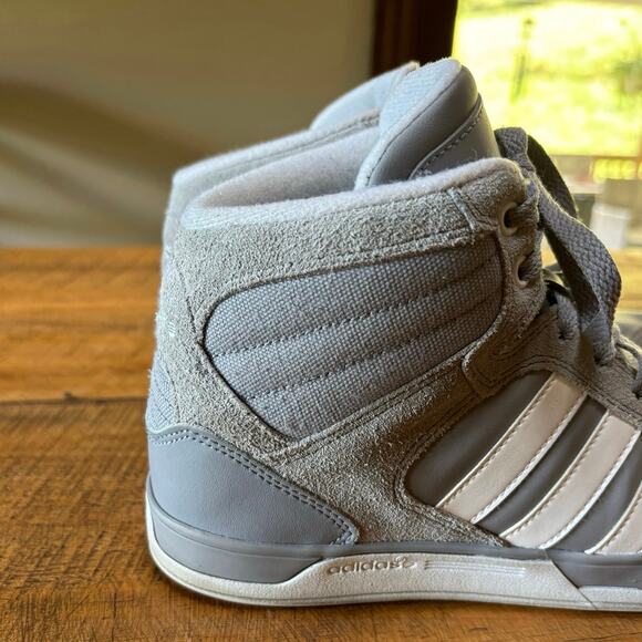 ADIDAS Mens Gray White Neo Label Sneakers High Top Shoes Size 8 - Picture 3 of 10